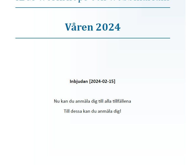 IEG workshop/webbinarium våren 2024